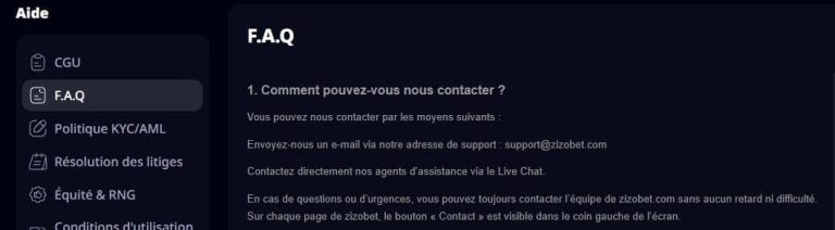 Zizobet Casino FAQ